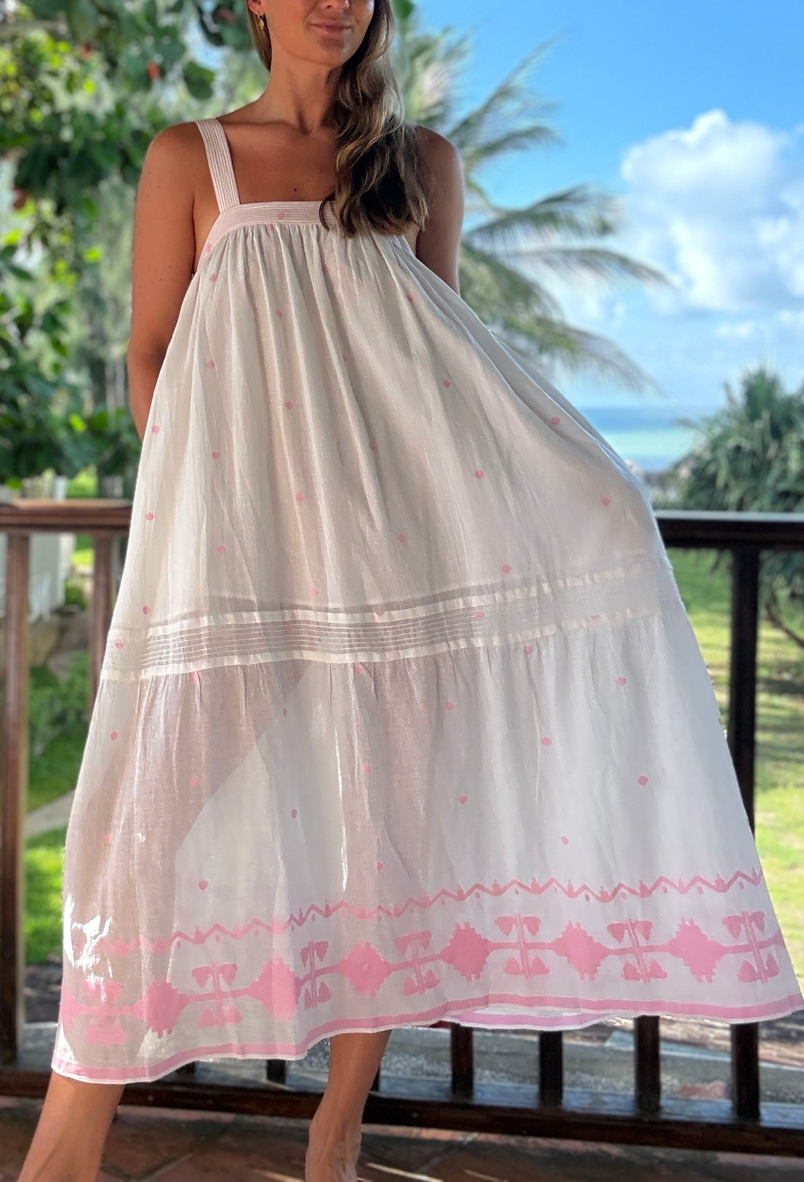 The Shanti Dress ↠ White & Pink