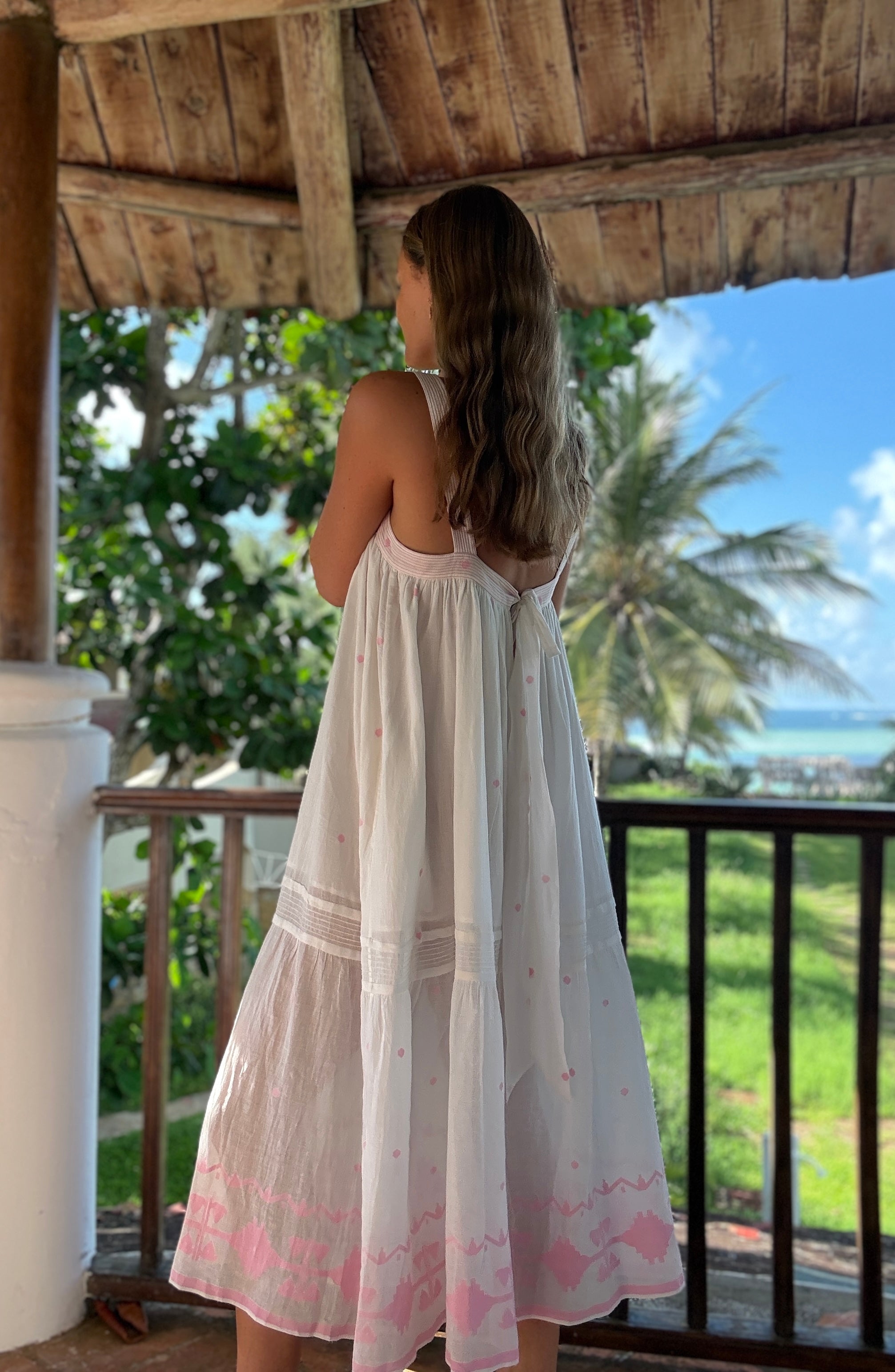 The Shanti Dress ↠ White & Pink