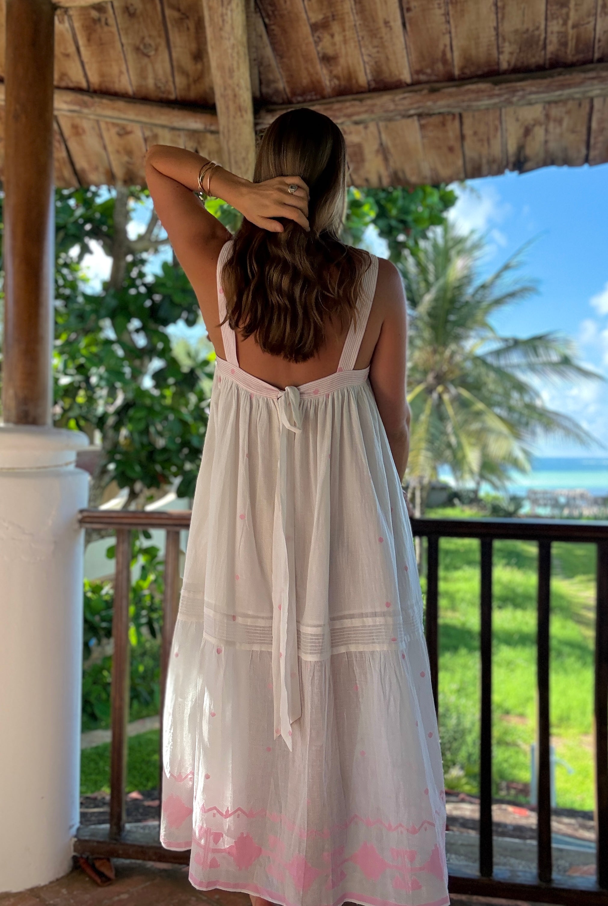 The Shanti Dress ↠ White & Pink