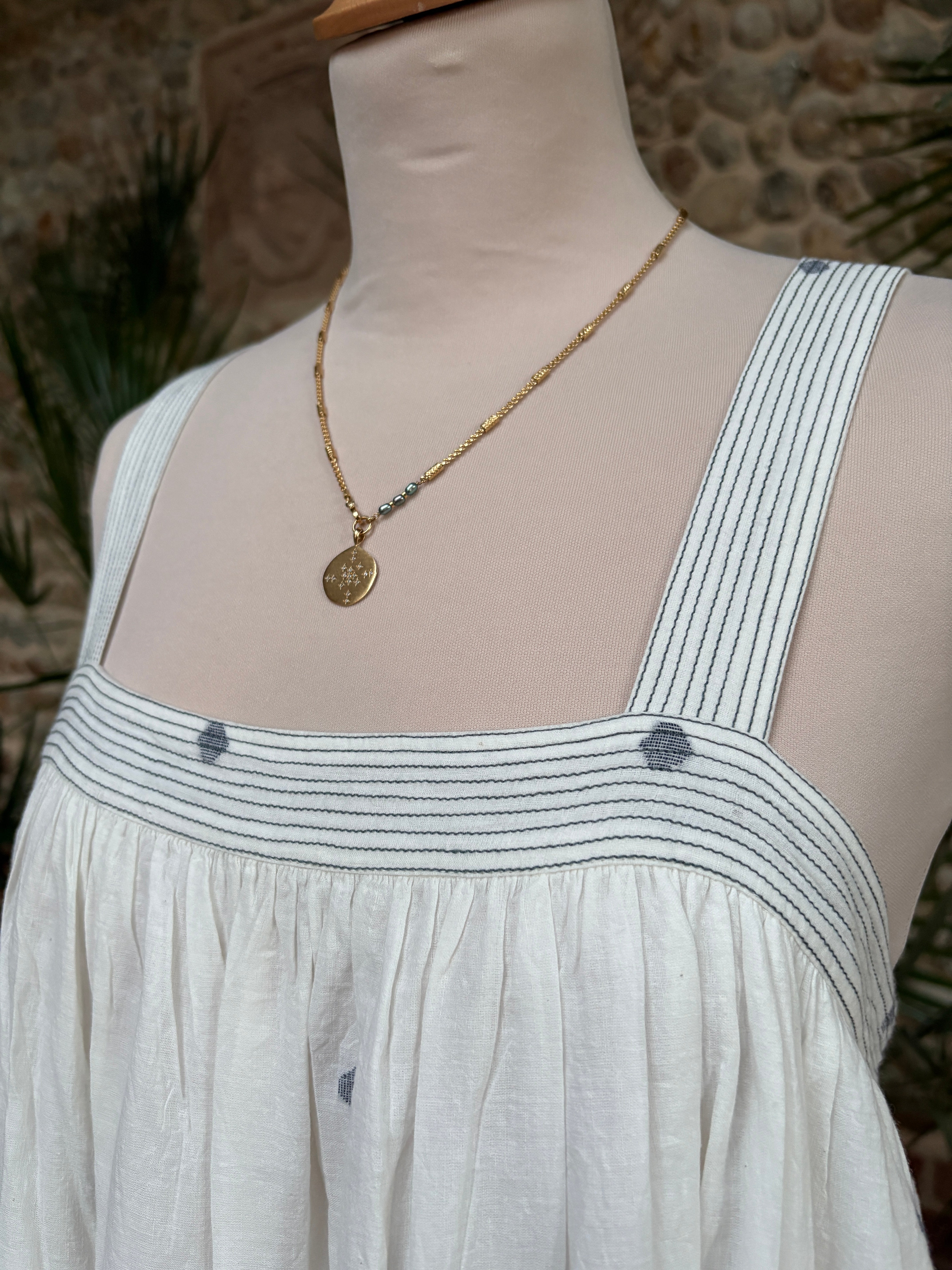 The Shanti Dress ↠ White & Indigo Blue