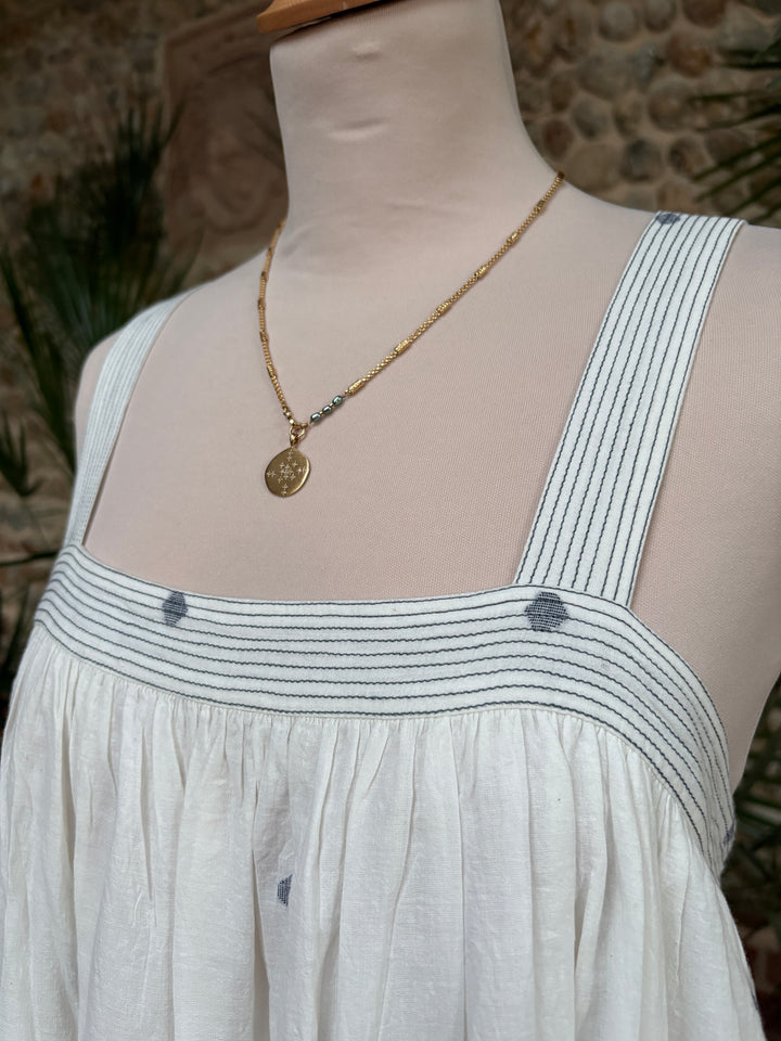 The Shanti Dress ↠ White &amp; Indigo Blue