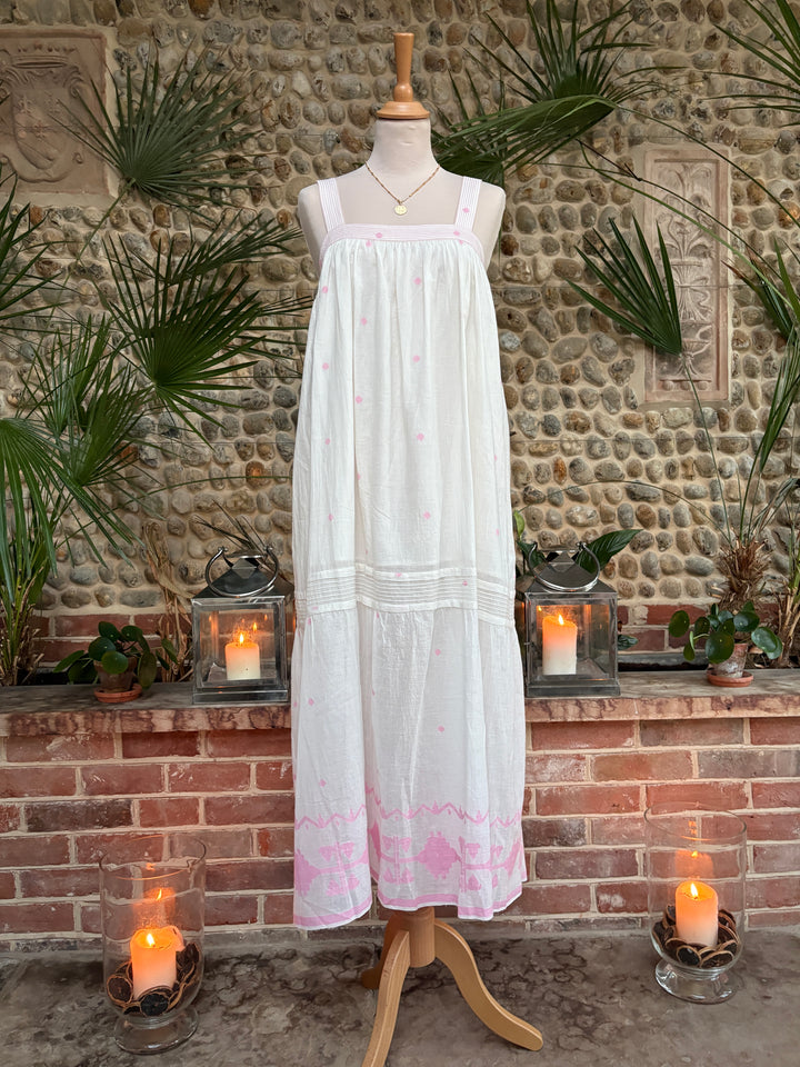 The Shanti Dress ↠ White &amp; Pink