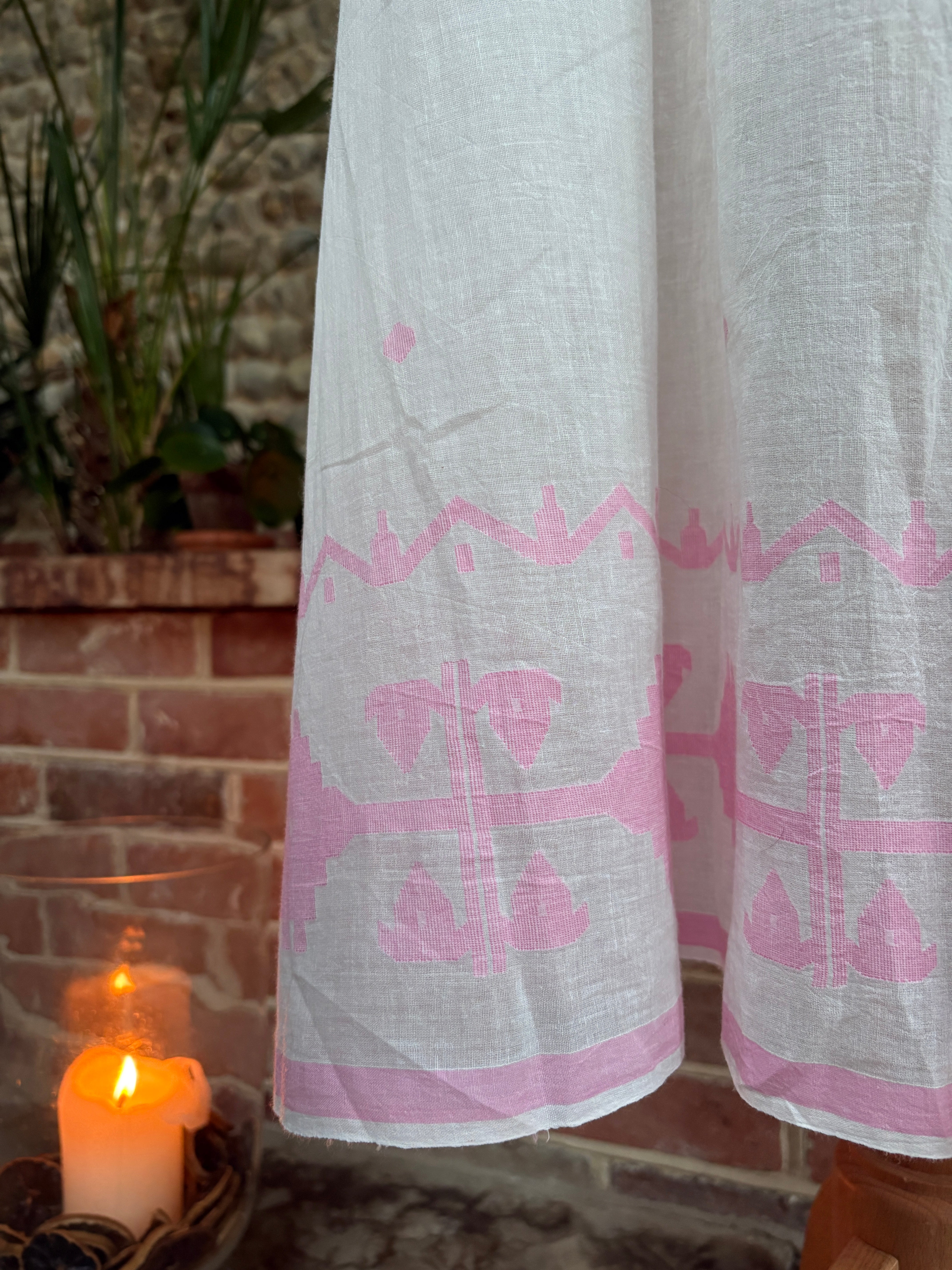 The Shanti Dress ↠ White & Pink