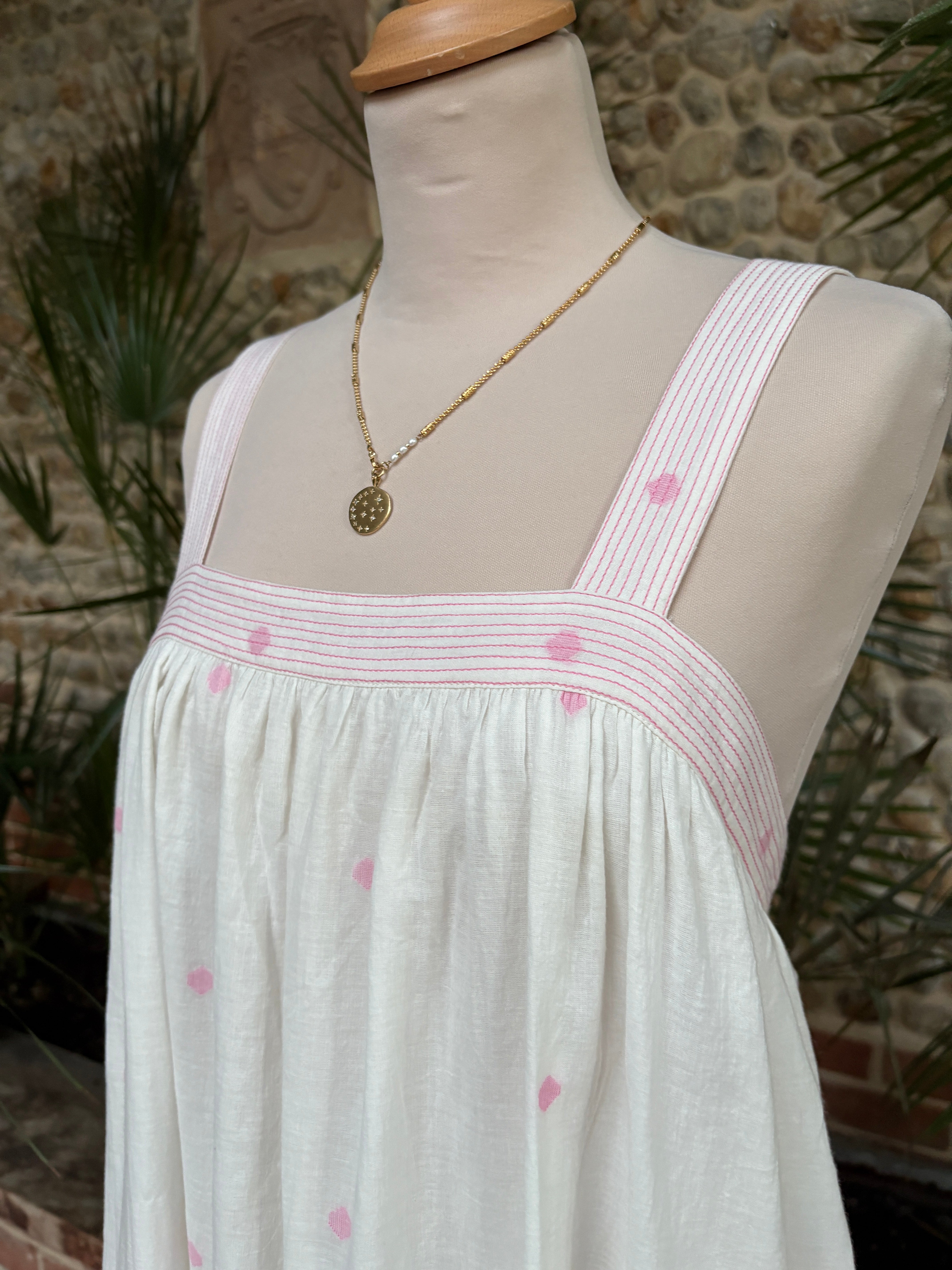 The Shanti Dress ↠ White & Pink