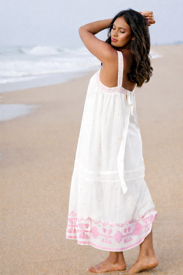The Shanti Dress ↠ White &amp; Pink