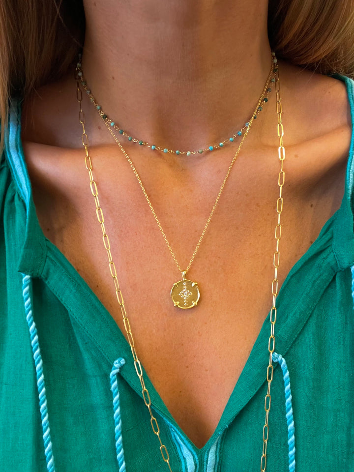 The Sharm Necklace ↠ African Turquoise &amp; Omni Medallion