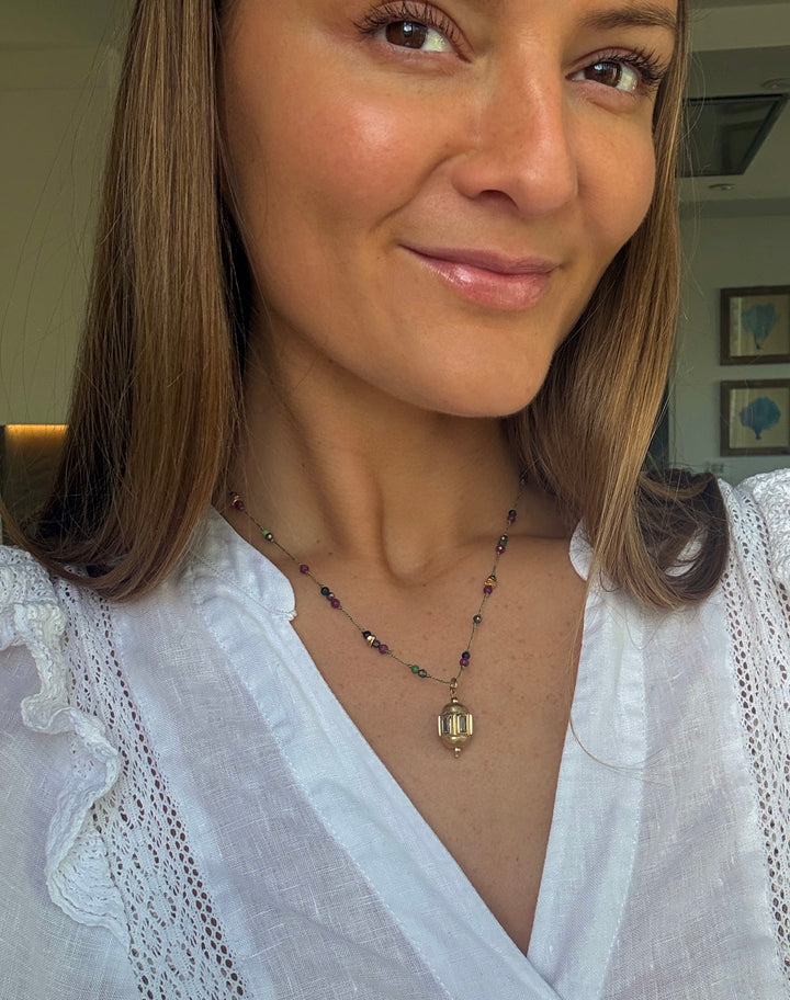 The Taly Cord Necklace ↠ Pyrite &amp; Ruby