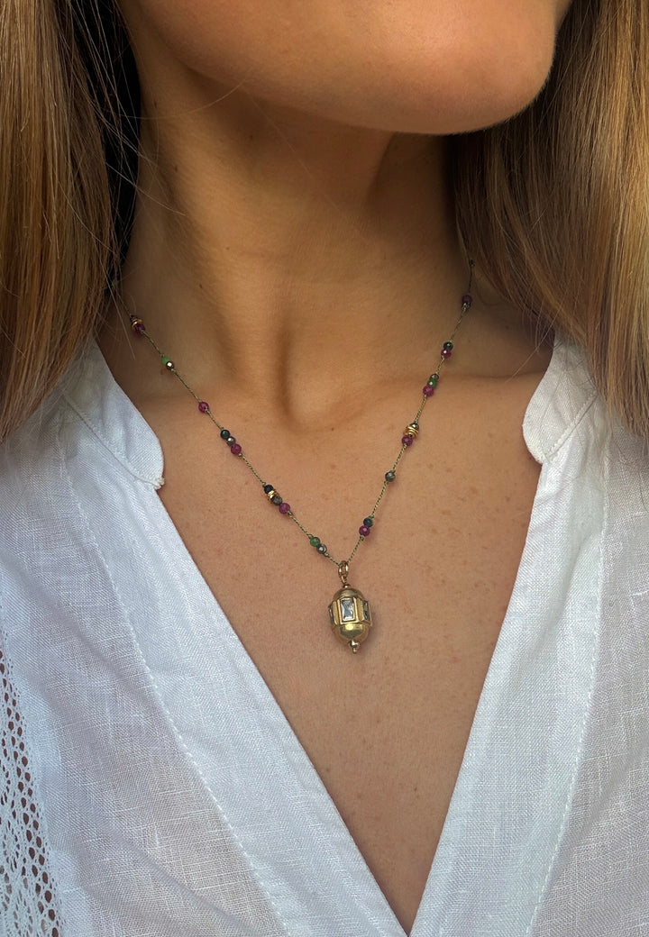 The Taly Cord Necklace ↠ Pyrite &amp; Ruby
