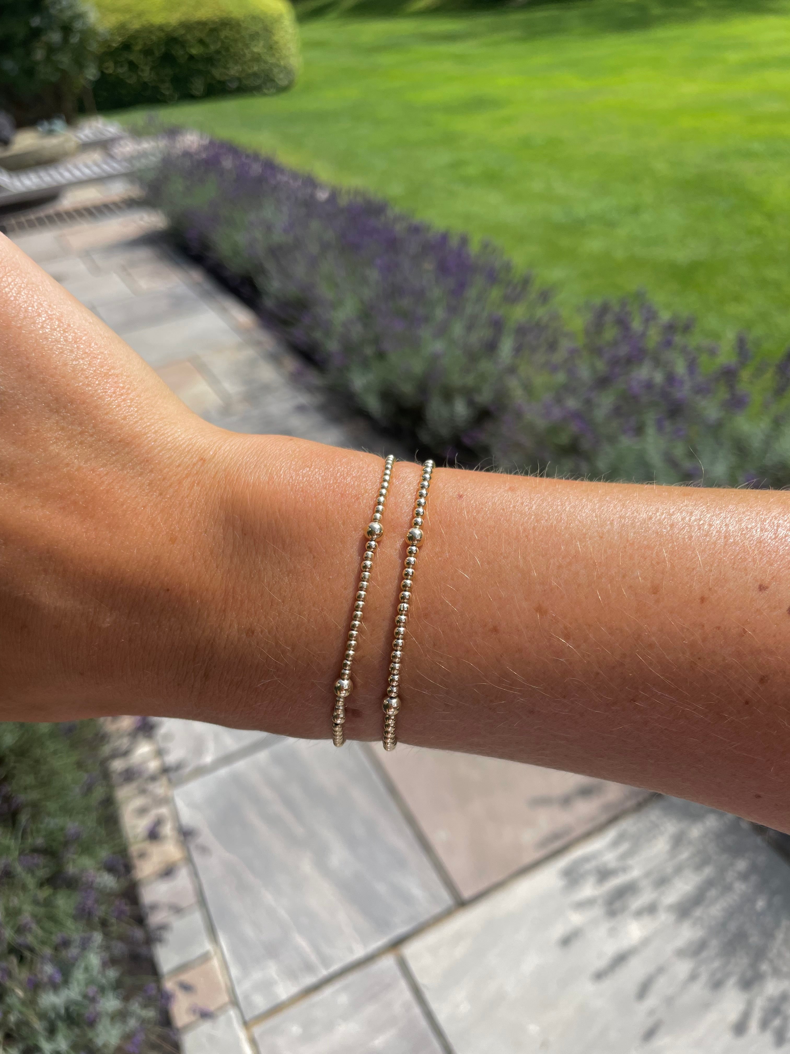 gold beaded stretchy bracelet