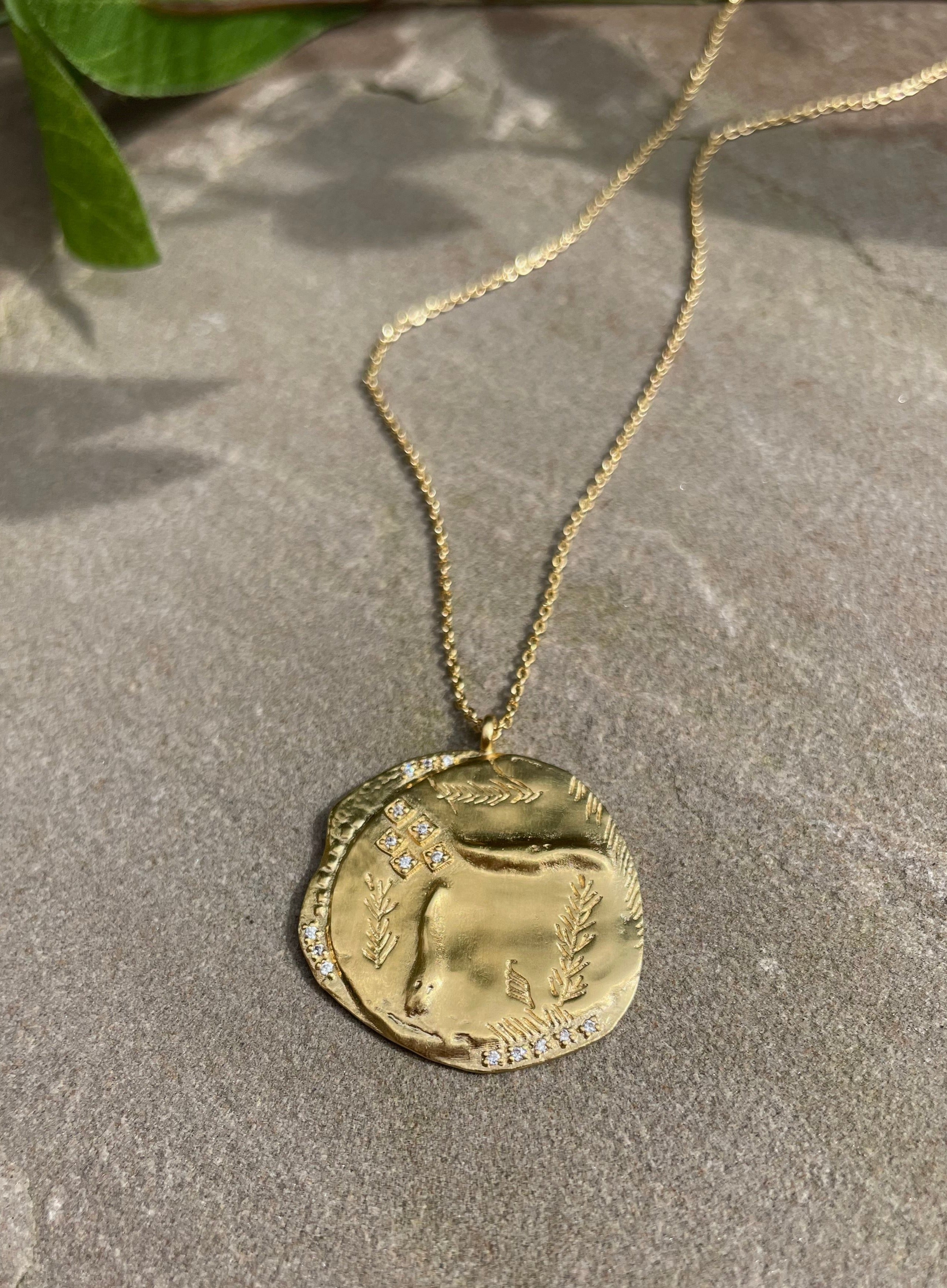 gold pendant hand engraved esther necklace from louise hendricks 