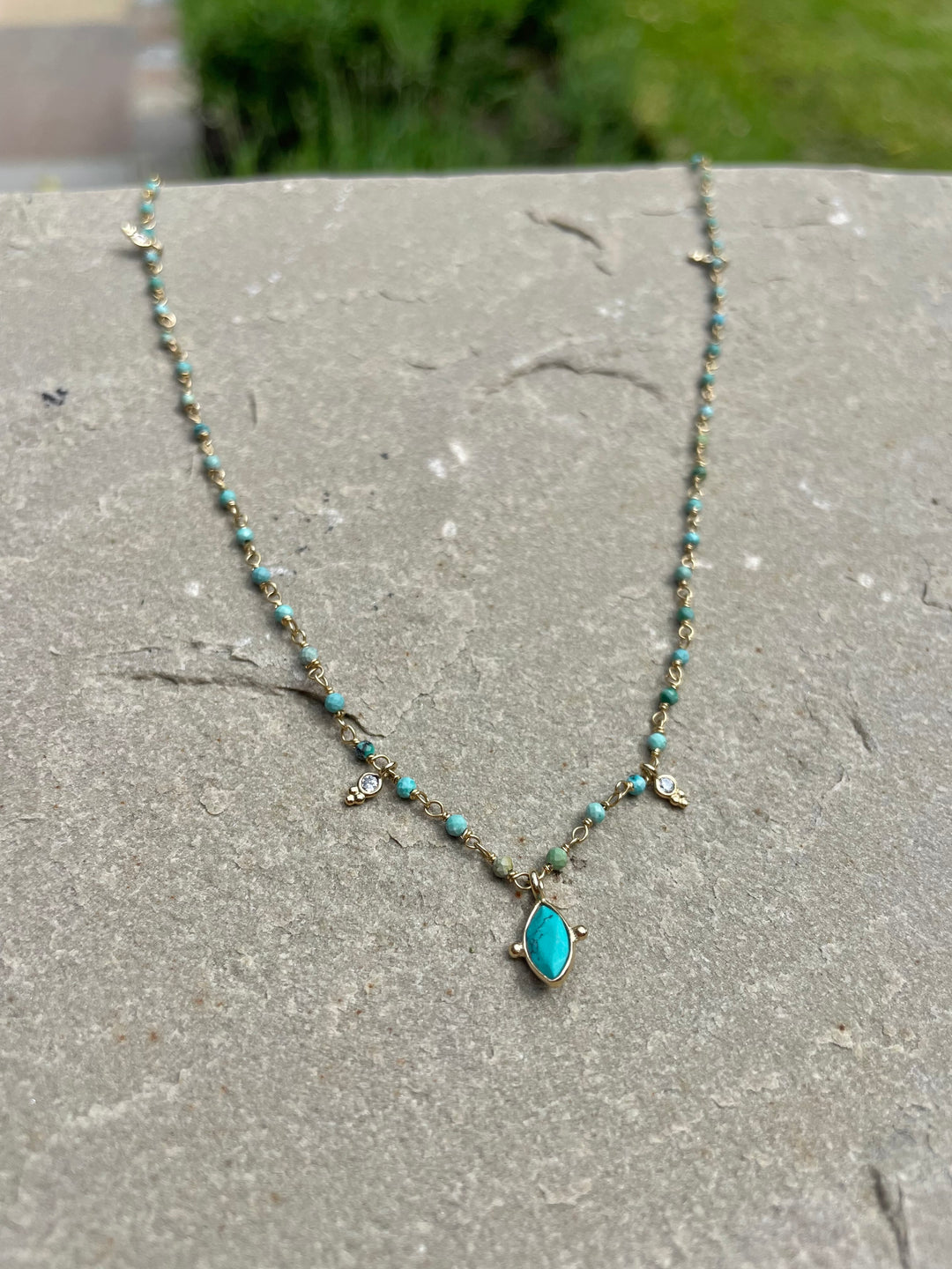 delicate turquoise and gold plated necklace