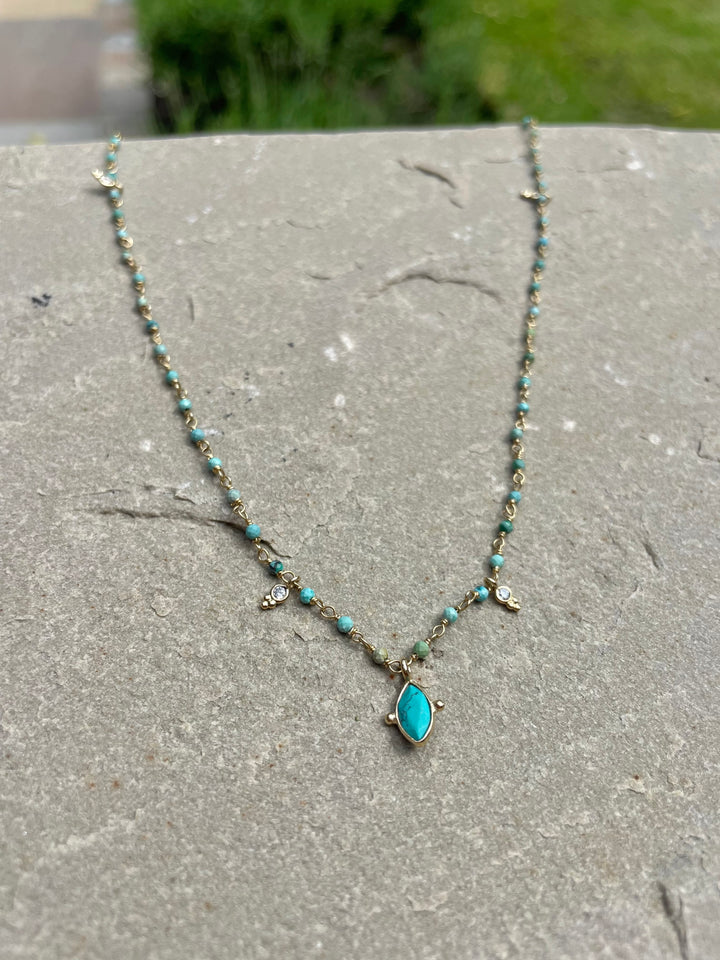 delicate turquoise and gold plated necklace