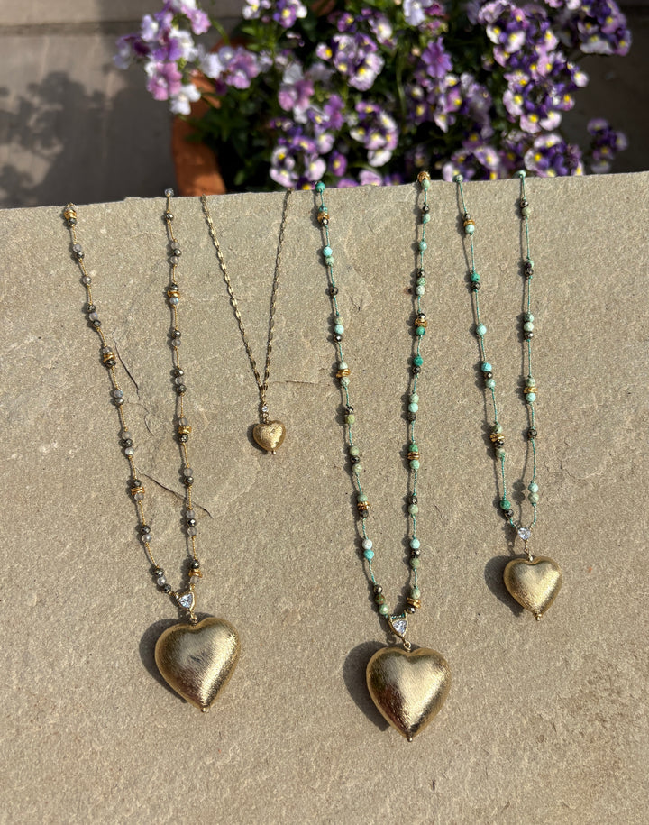 The Ubud Necklace ↠ Heart &amp; Pyrite/Labradorite