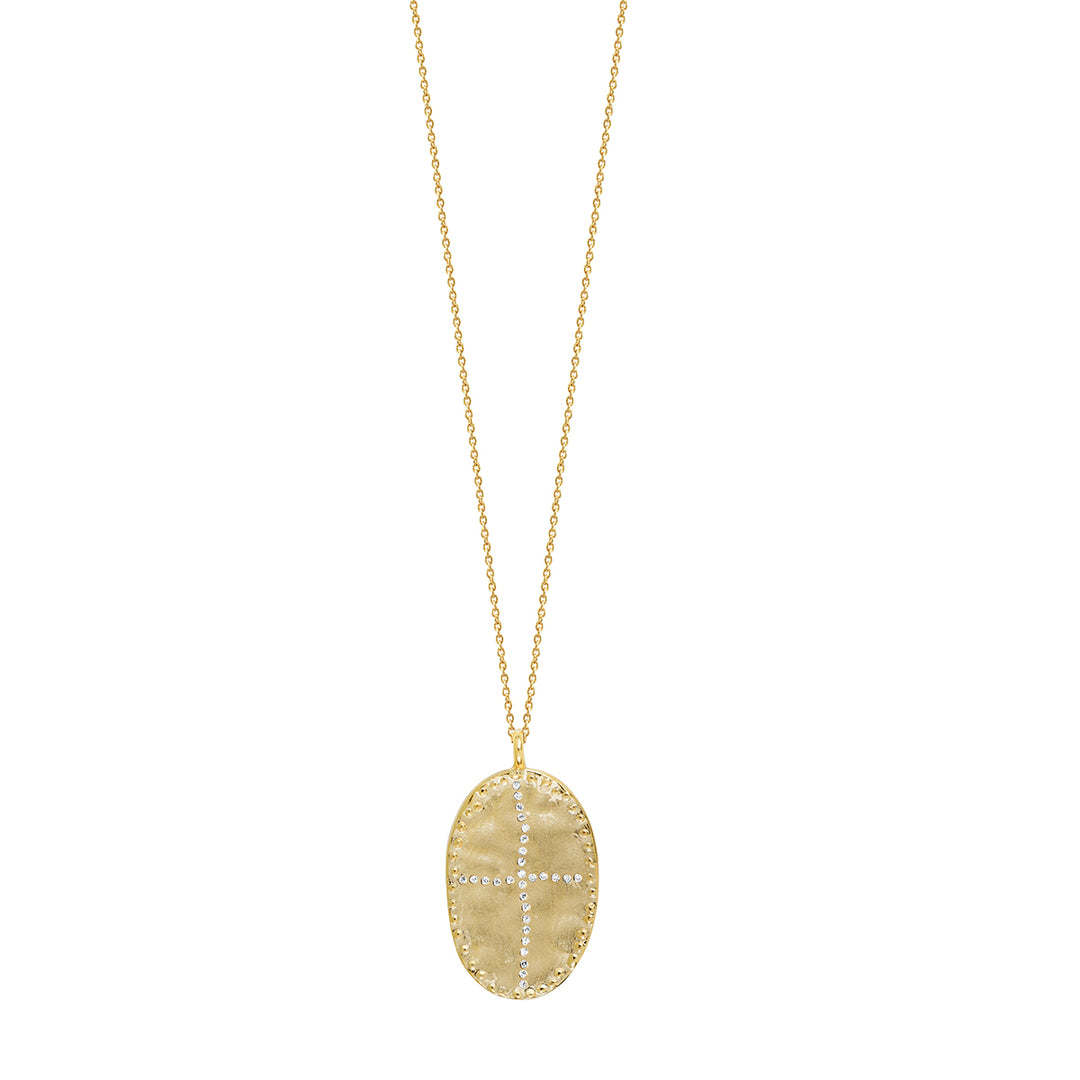 gold plated white necklace with big gold plated pendant louise hendricks bazile necklace in white