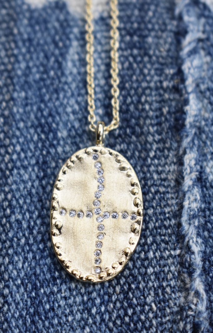 gold plated short necklace with bazile pendant louise hendricks bazile short necklace in white 
