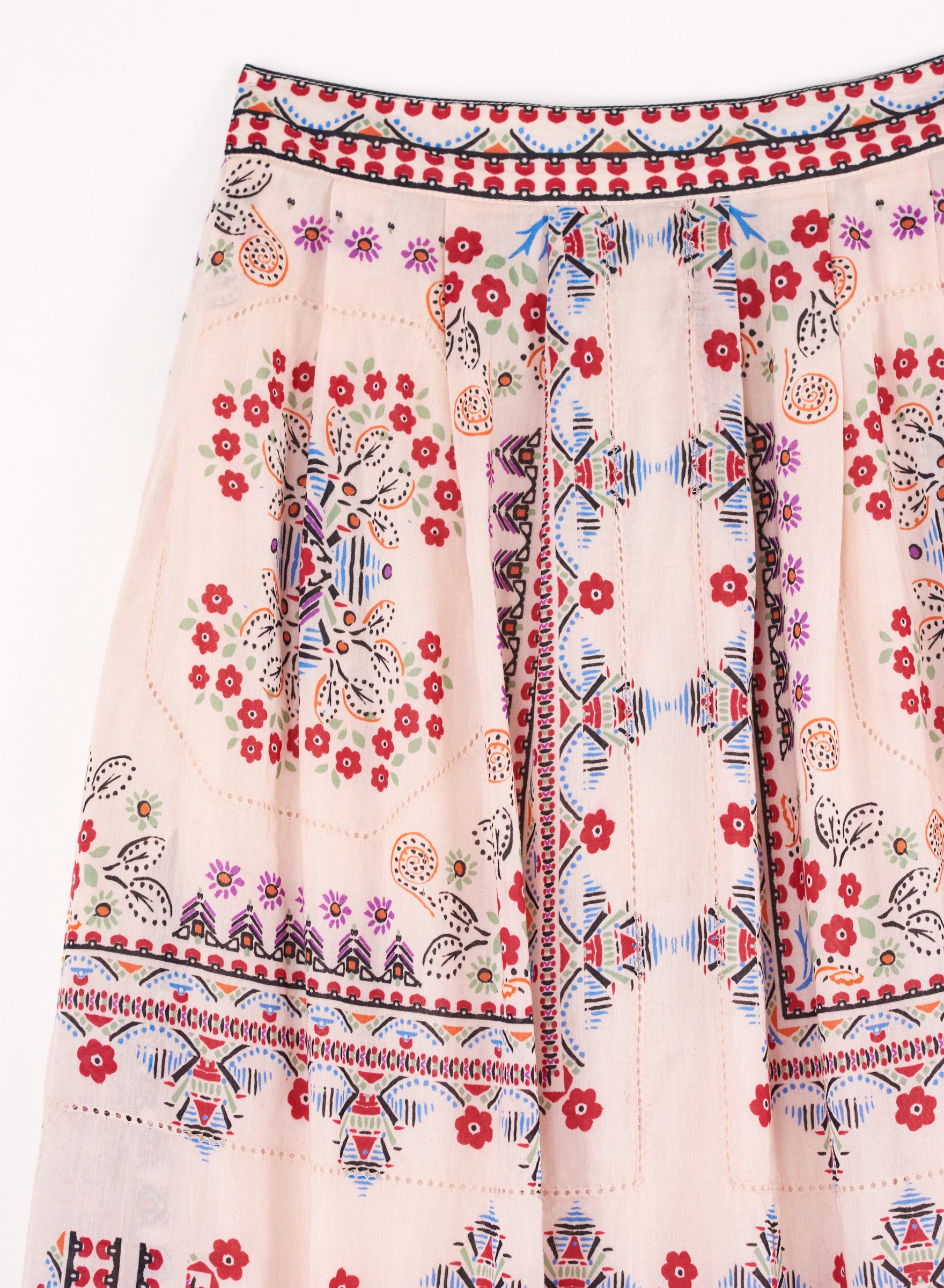 eden print maxi skirt pink embroidered skirt MABE 
