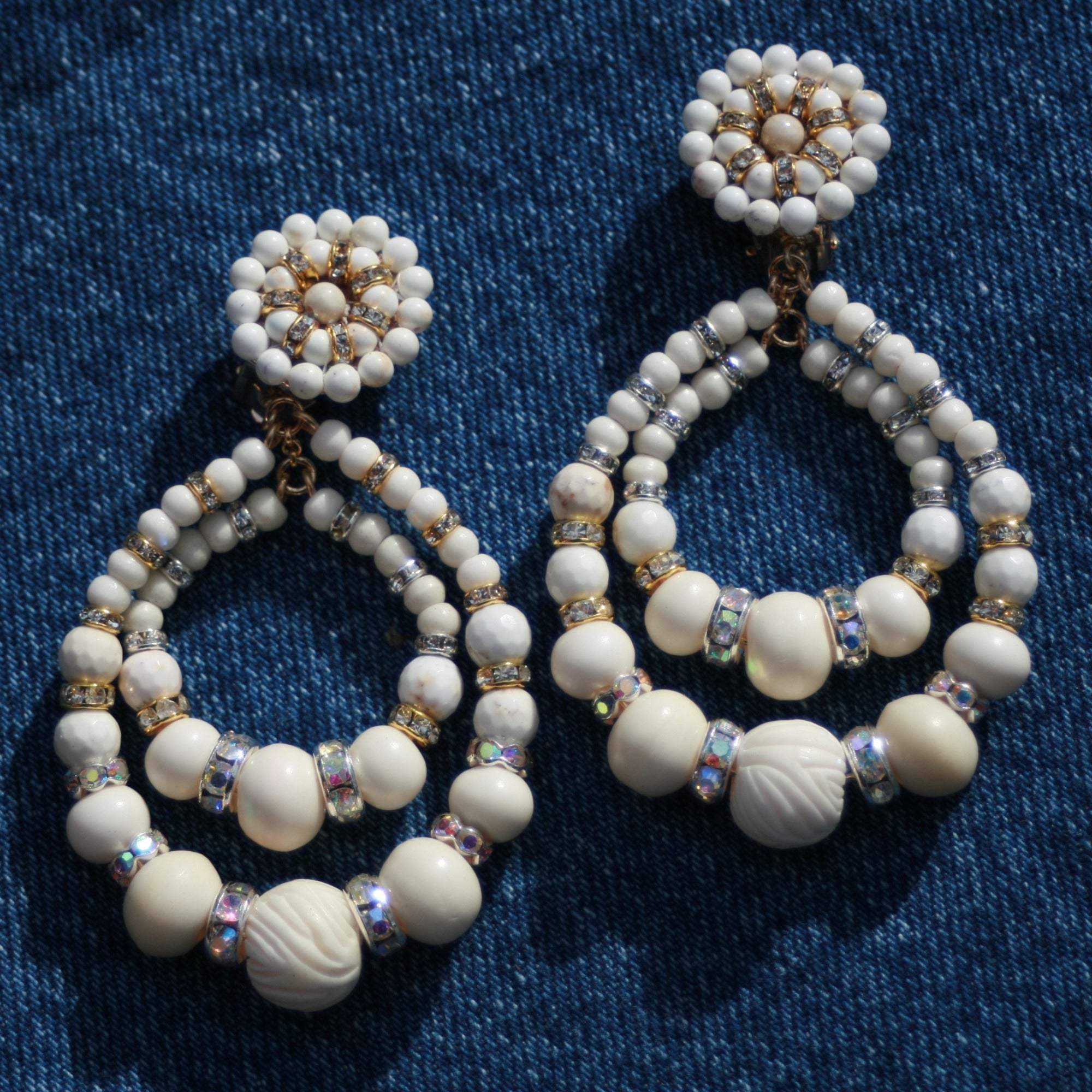 statement earrings in white shell resin earrings clip on earrings