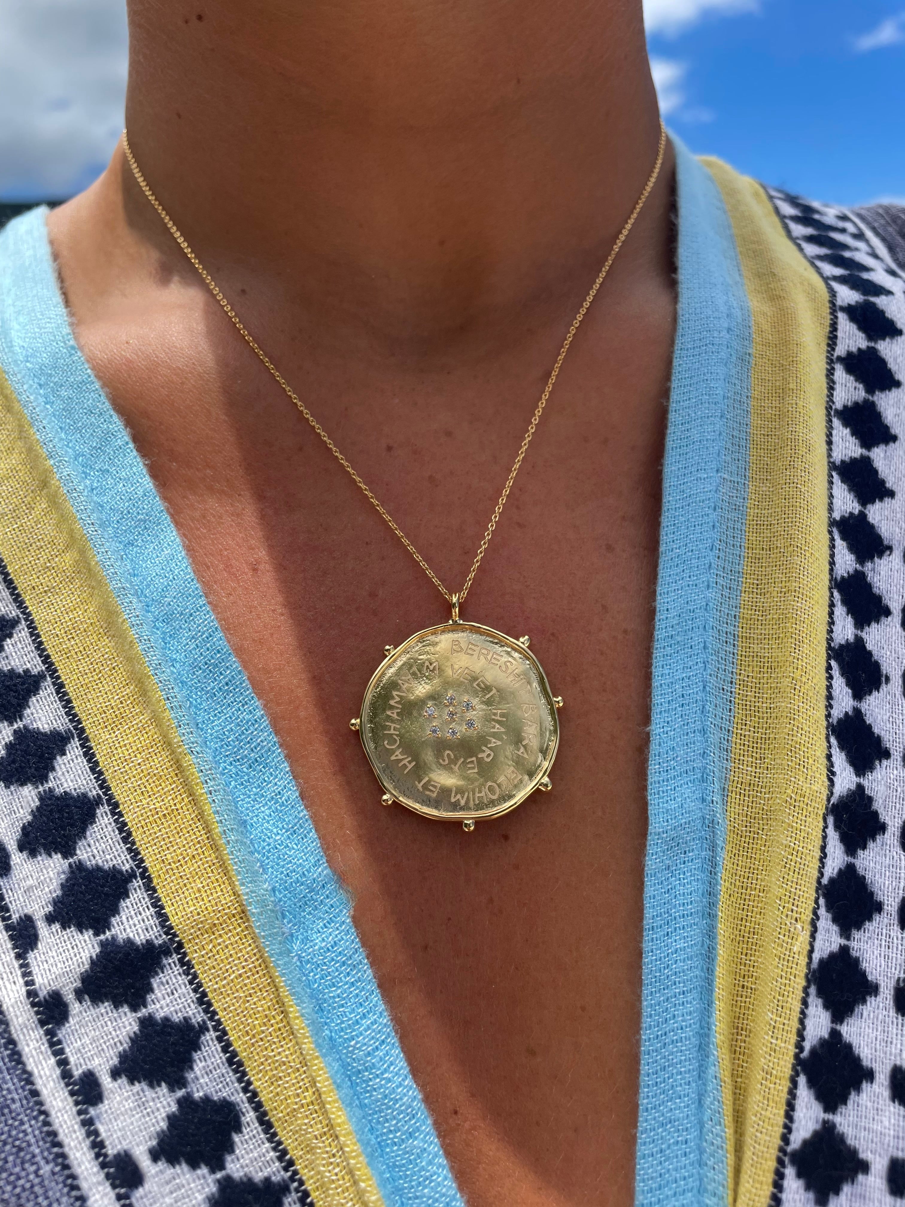 gold plated coin necklace hebrew engraving louise hendricks