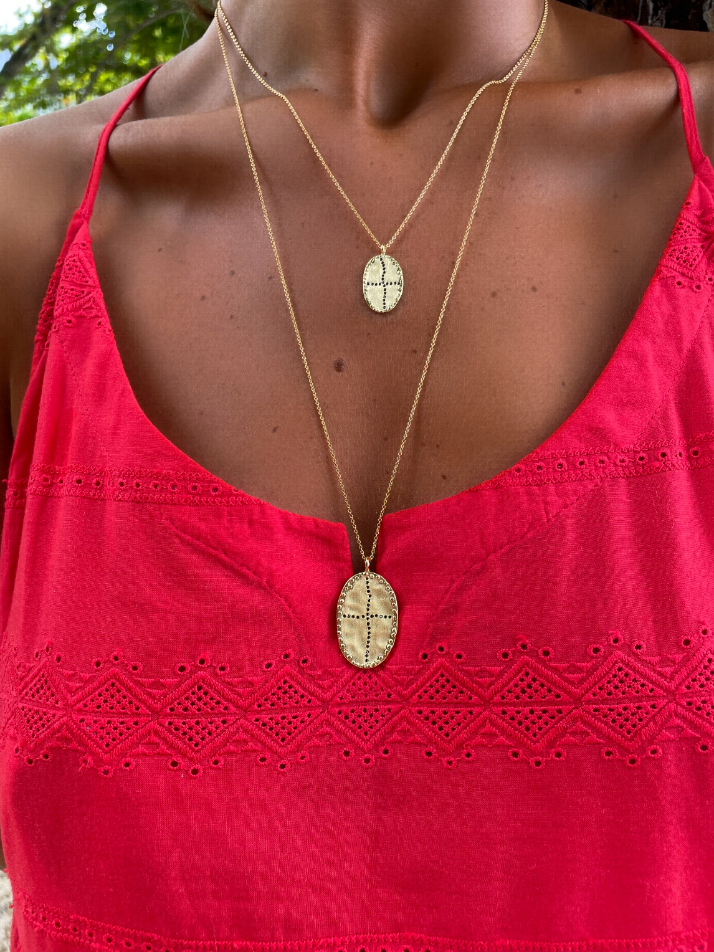 long and short layering necklace by louise hendricks bazile in black collection