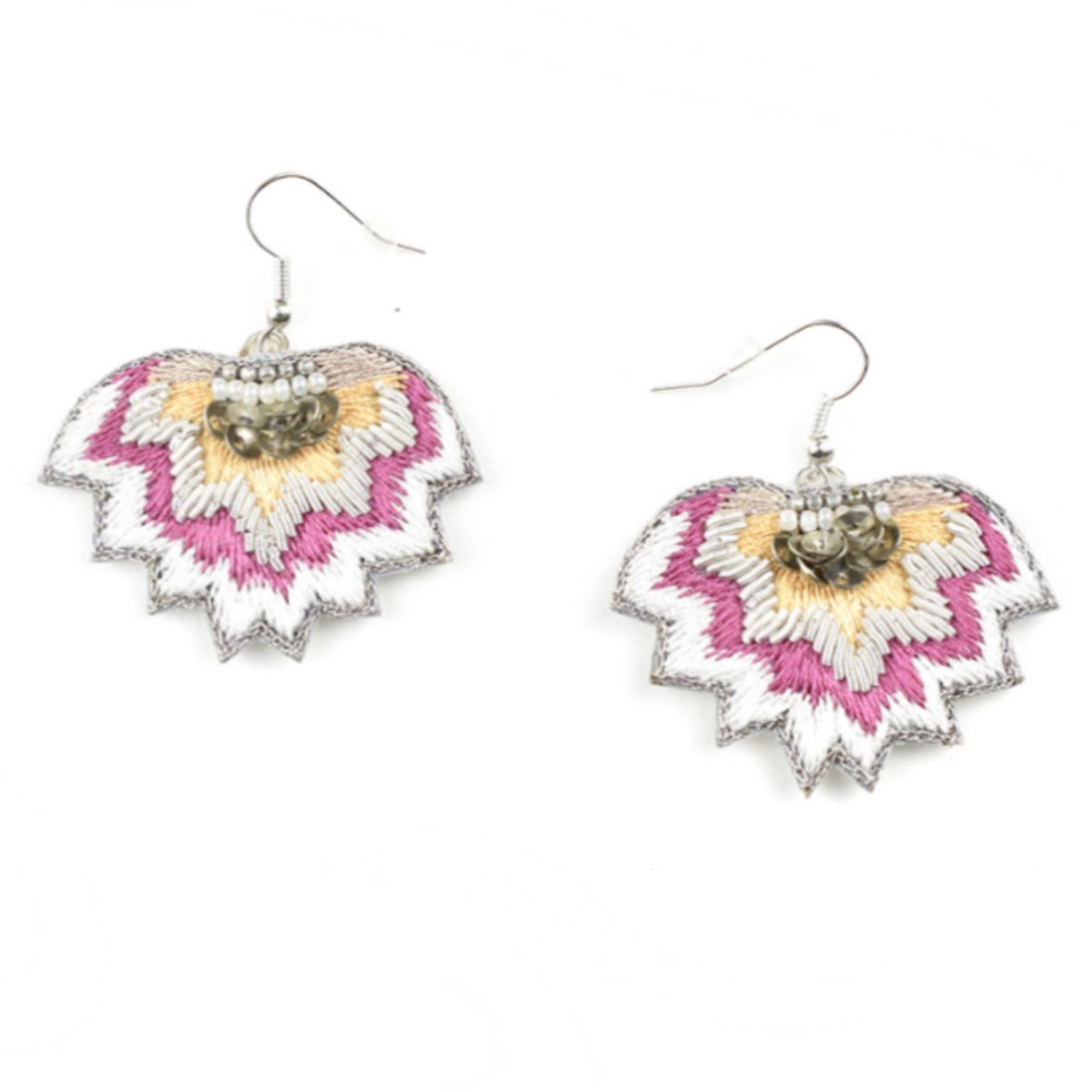 lilac embroidered earrings nahua madi earrings lilac