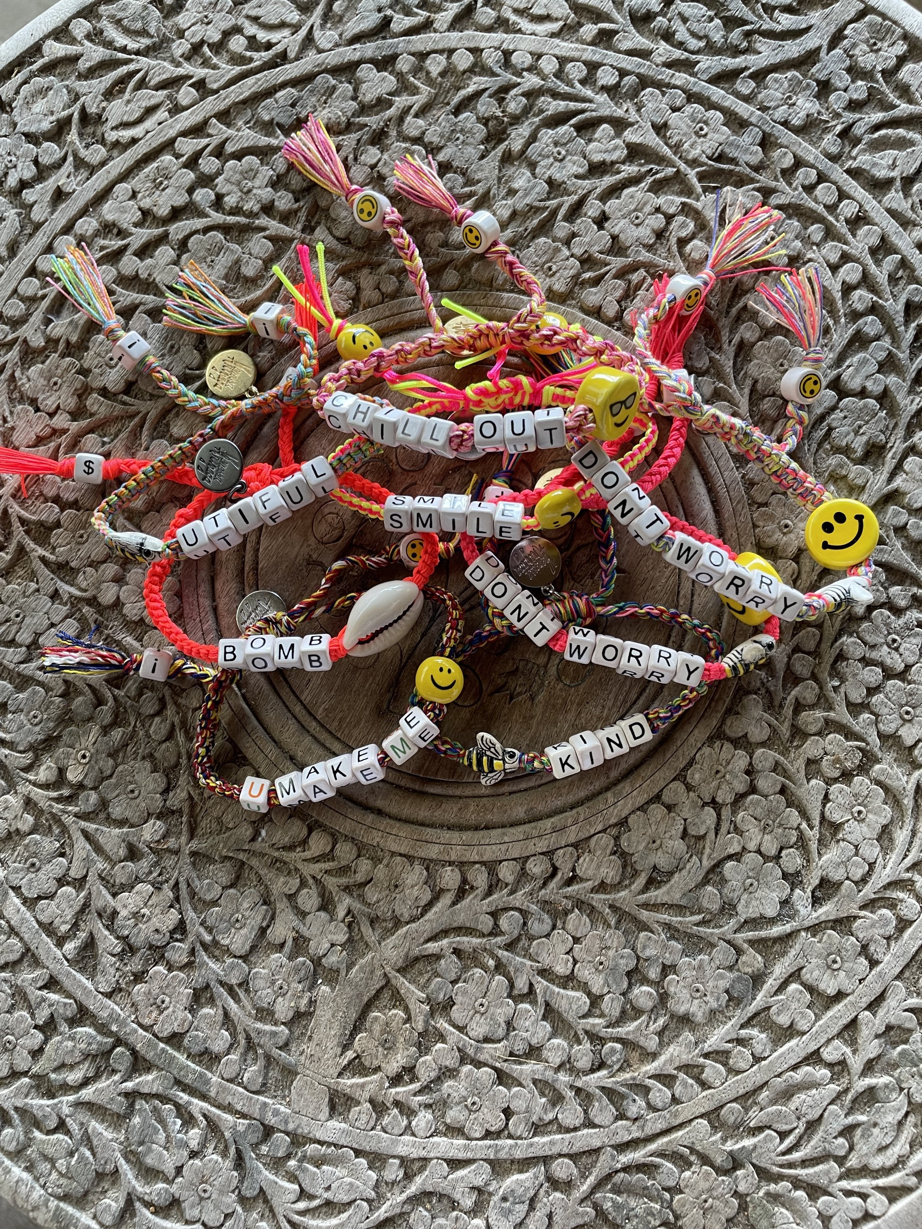 fun colourful bracelets with messages venessa arizaga